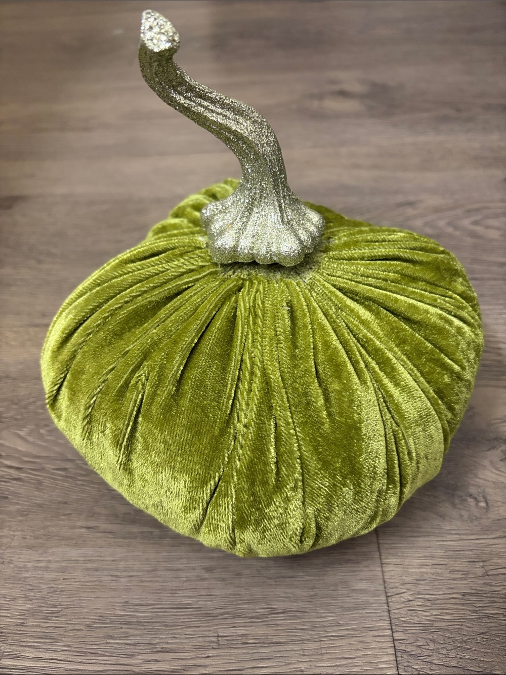 Velvet Olive Green Holiday Decorative Pumpkin - Unbranded